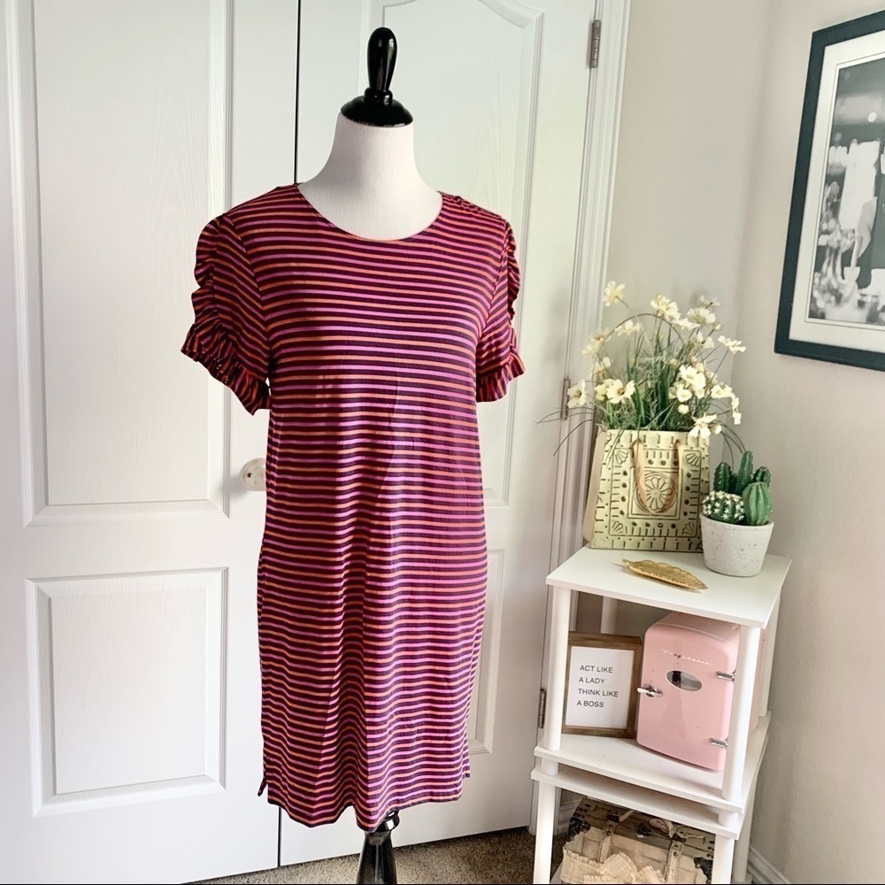 Hayton Stripe Ruffle Sleeve T-Shirt Dress